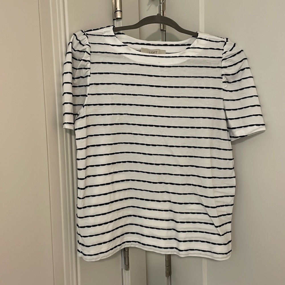 Loft white with navy stripes